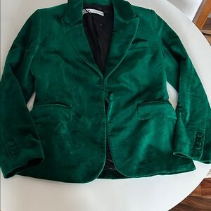 Zara Emerald Velvet Blazer